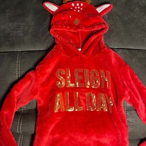 Red SLEIGH ALL DAY hoodie Size 8 in girls